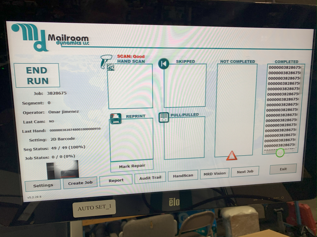 Dashboard for Mailroom Dynamics dashboard for sequential verification system.